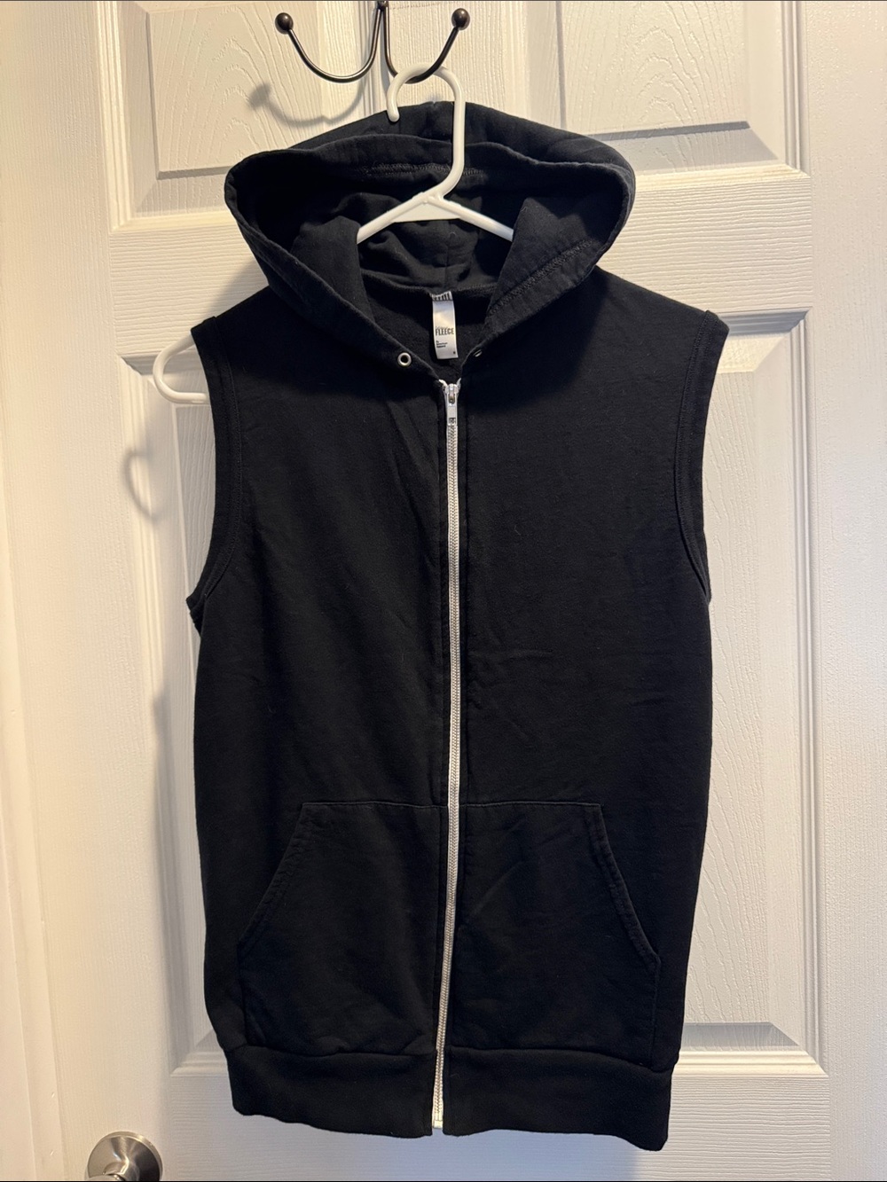 American Apparel Black Sleeveless Zip Hoodie